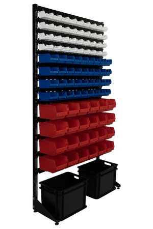 Торговый стеллаж с лотками под крепеж, инструменты, запчсти