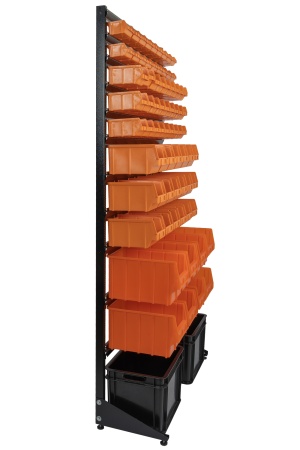 Складской стеллаж с пластиковыми лотками от производителя