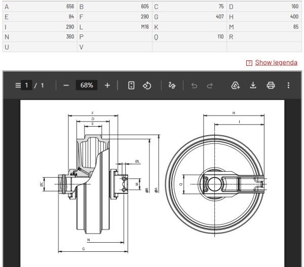 Направляющее колесо (ленивец) LH485