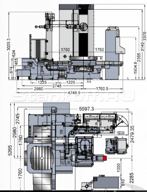 Габаритные размеры станка и рабочей зоны